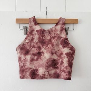 Athleta Conscious Crop Bra Tank Pink Marble Tie Dye
